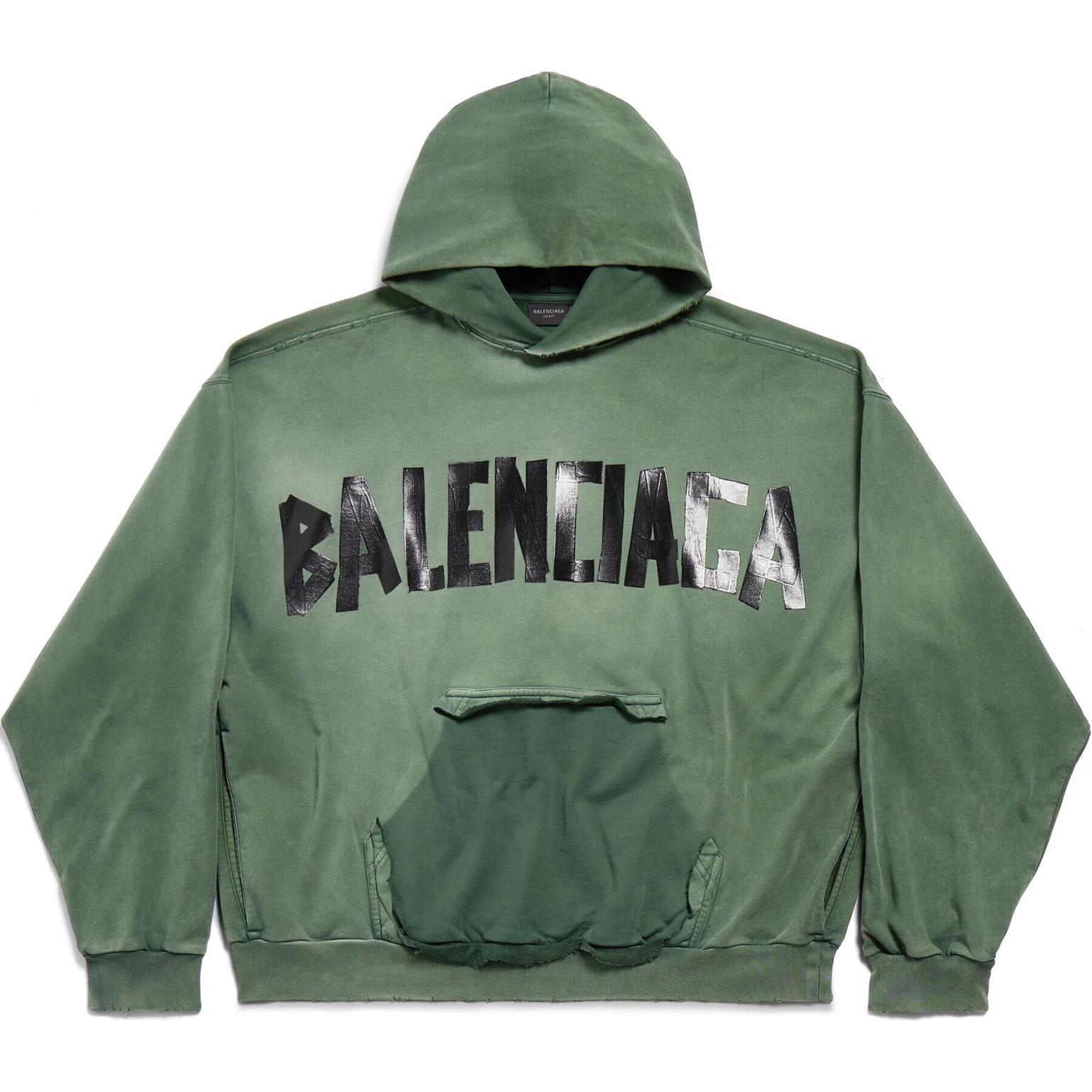 BALENCIAGA 24SS TAPEタイプロゴ ダメージポケット フーディ BALENCIAGA バレンシアガ 24SS NEW TAPE TYPE HOODIE BLACK SIZE