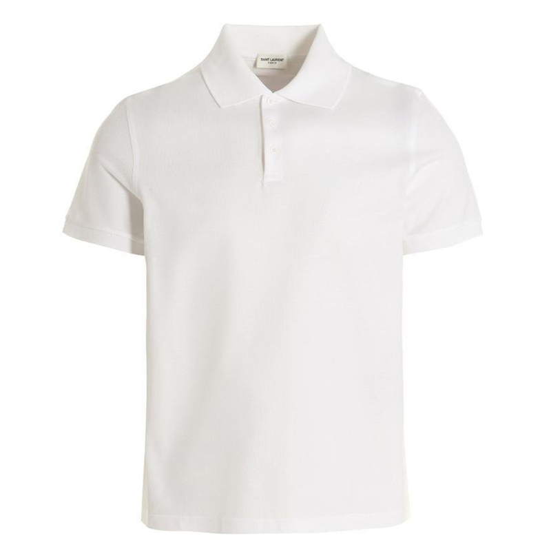 SAINT LAURENT Cassandre Logo Embroidered Polo Shirt - POIZON
