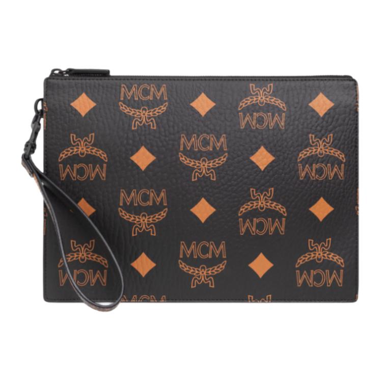 小物 meito MCM Visetos Zip Closure Wrist Bags Clutches Medium Size
