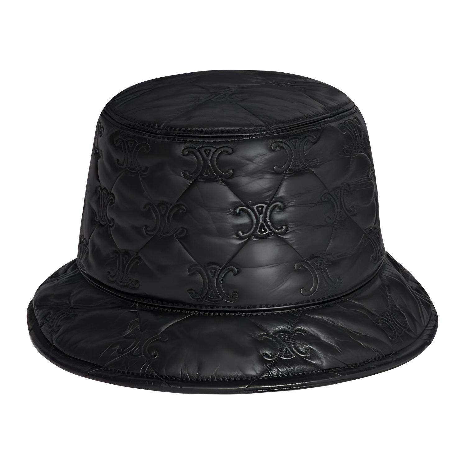 CELINE Triomphe Quilted Bucket Hat in Soft Lambskin - POIZON