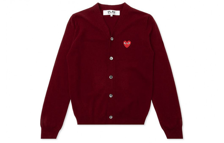 Comme des Garcons Play Women's Red Heart Knit Cardigan