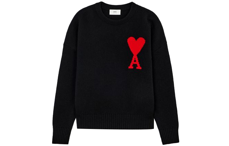 AMI Paris Black Ami De Cœur Sweater - POIZON