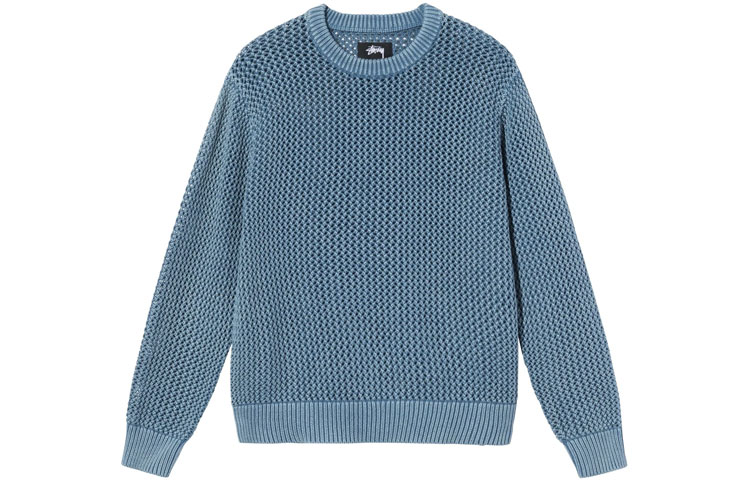 STUSSY PIGMENT DYED LOOSE GAUGE SWEATER Sweater blue XL Used