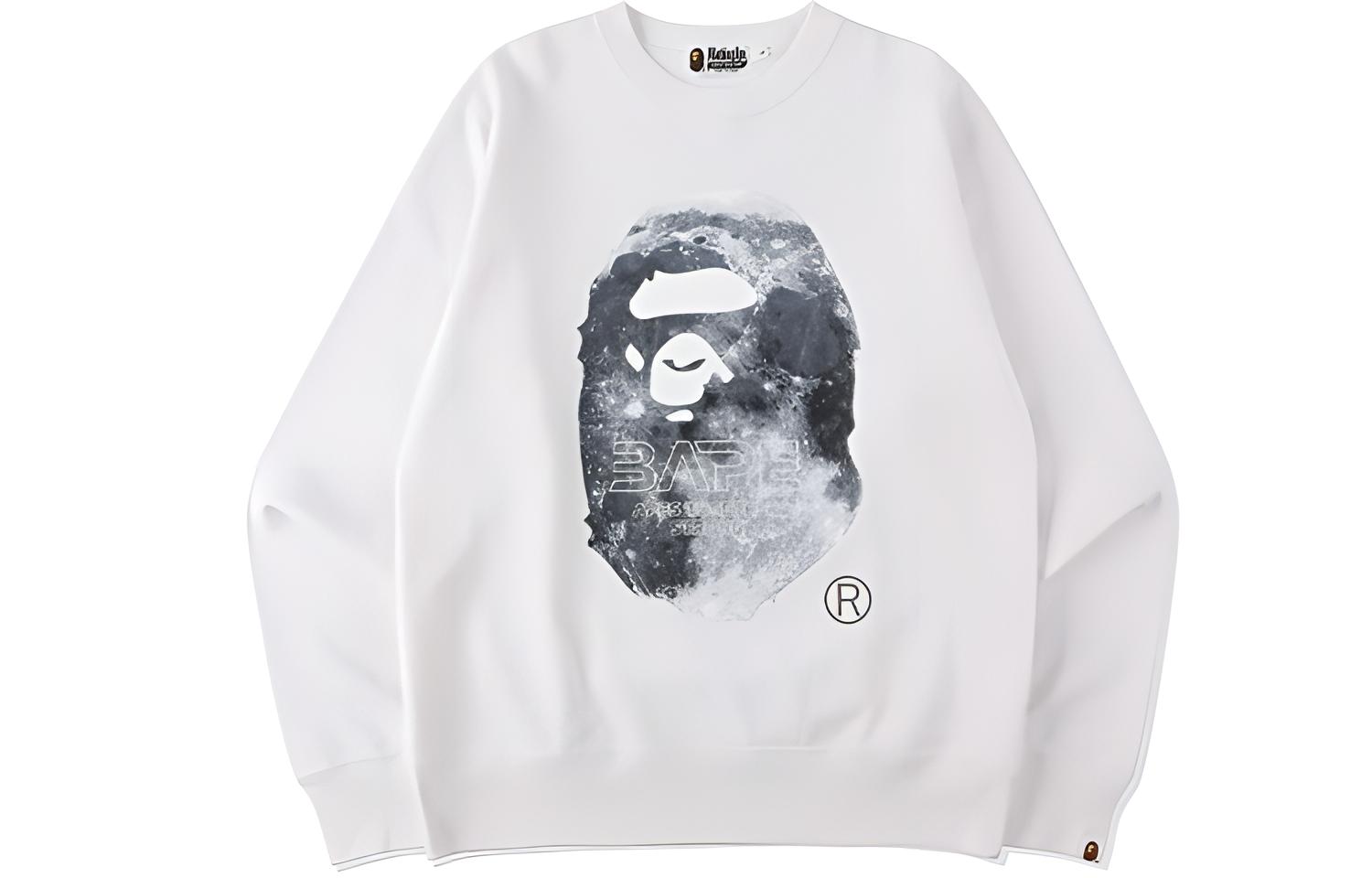 A BATHING APE Head Moon Crewneck White L - POIZON