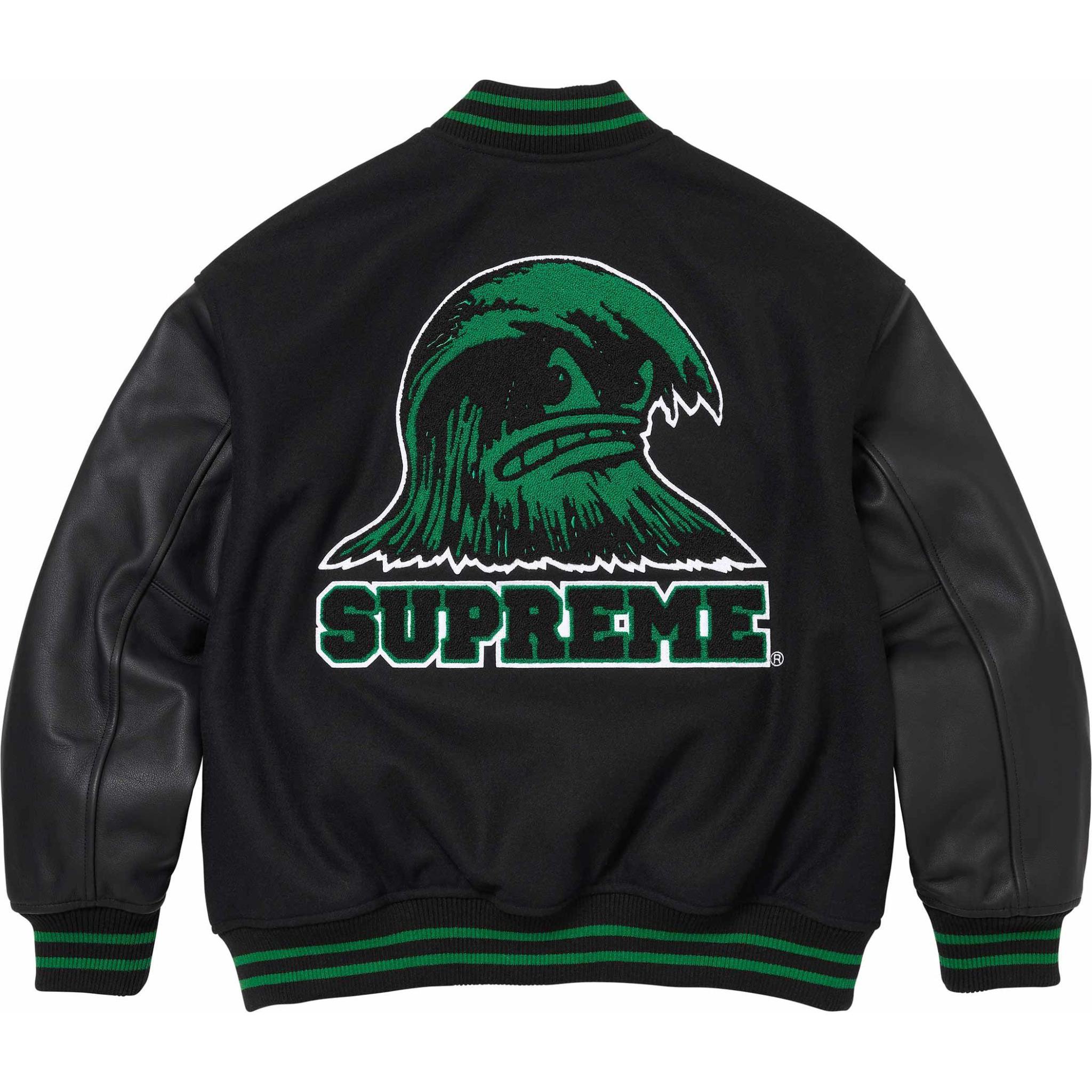 Supreme 2005ssPeterSavilledeckシュプリーム Supreme Wave Varsity Jacket Black S - POIZON