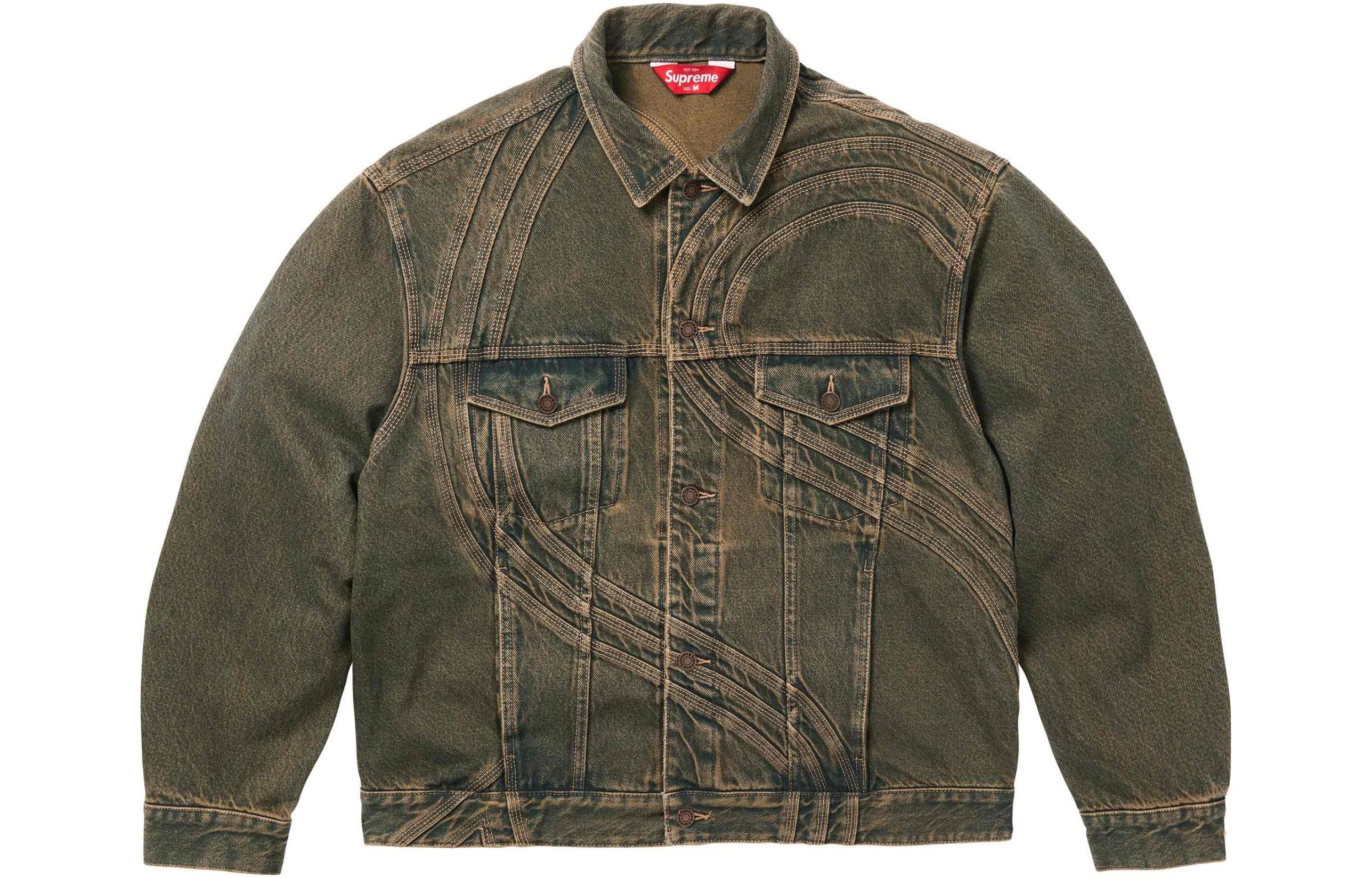 Supreme S Logo Denim Trucker Jacket Washed Black Men's