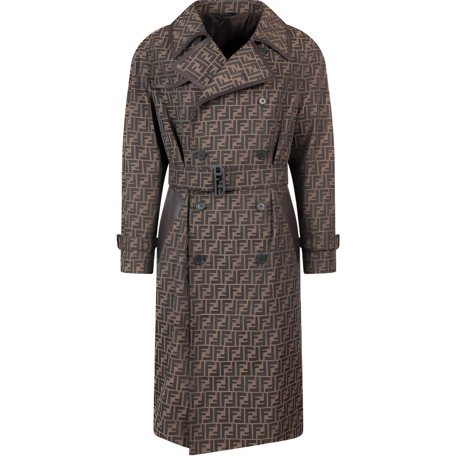 FENDI Ff Motif Belted Trench Coat - POIZON