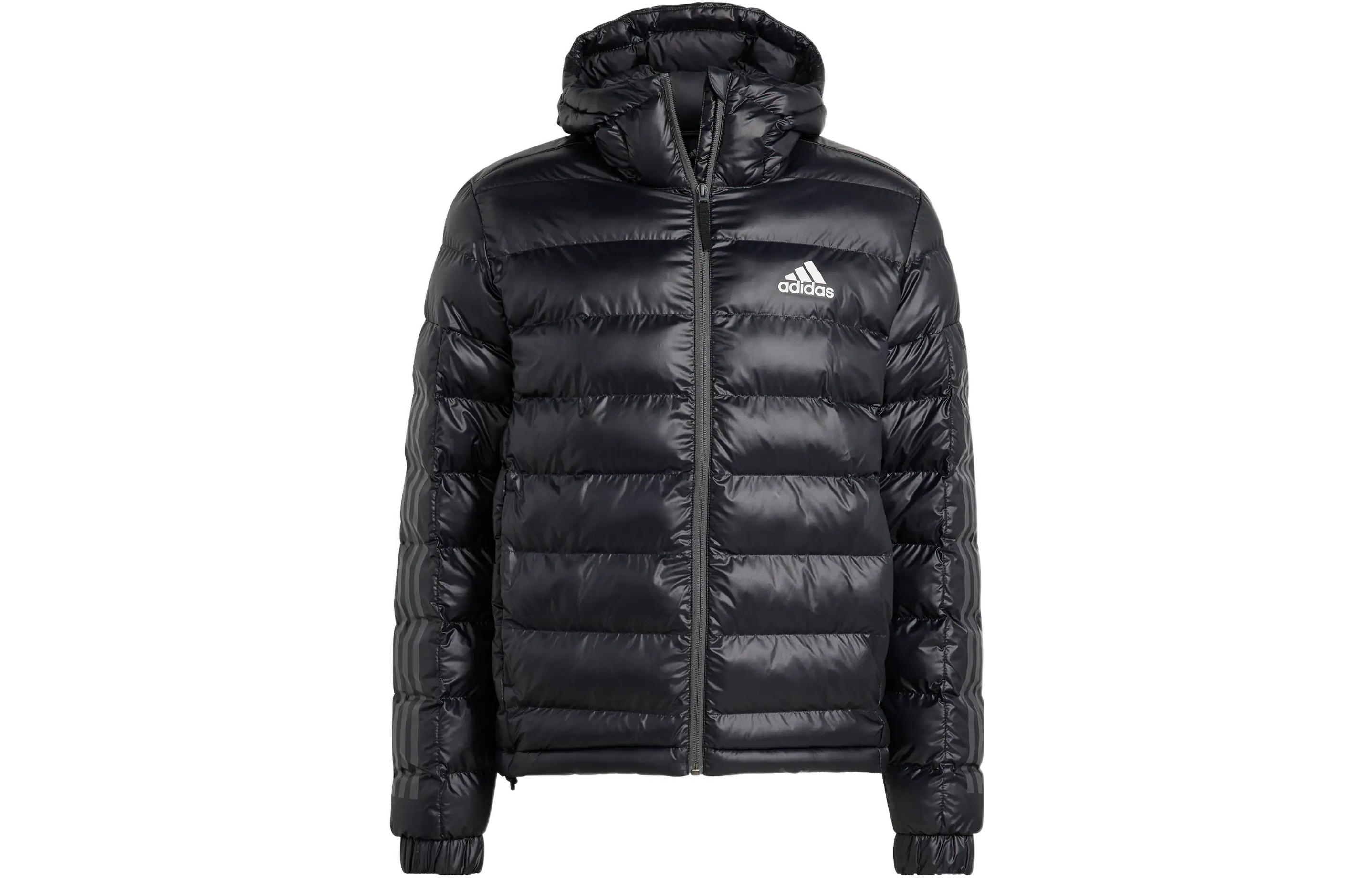 【adidas down jacket XL size】 ADIDAS DOWN FILL HOODED PUFFER JACKET LEOPARD CHAIN BLACK
