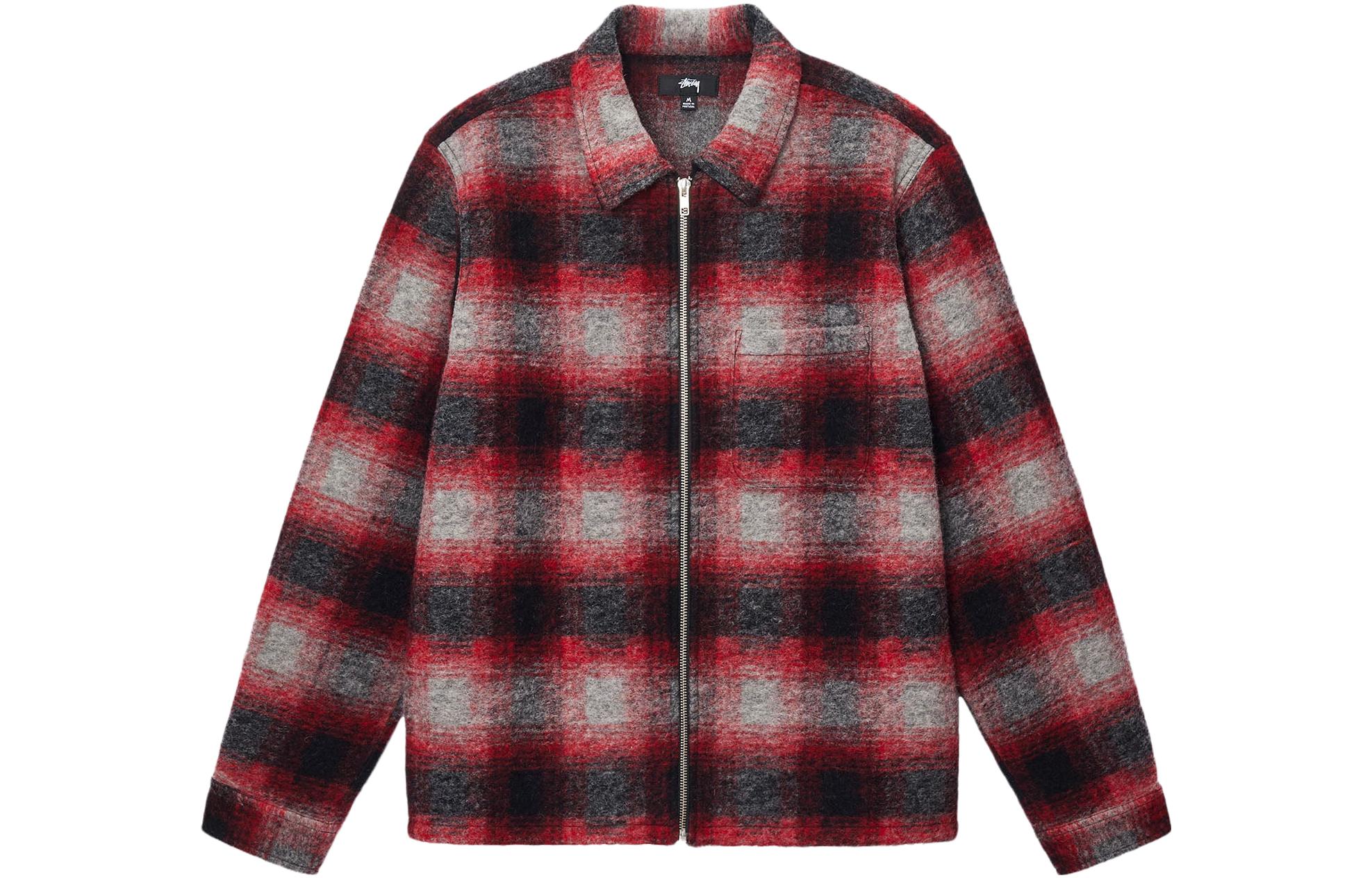 Stussy Brushed Wool Plaid Zip Shirt - POIZON
