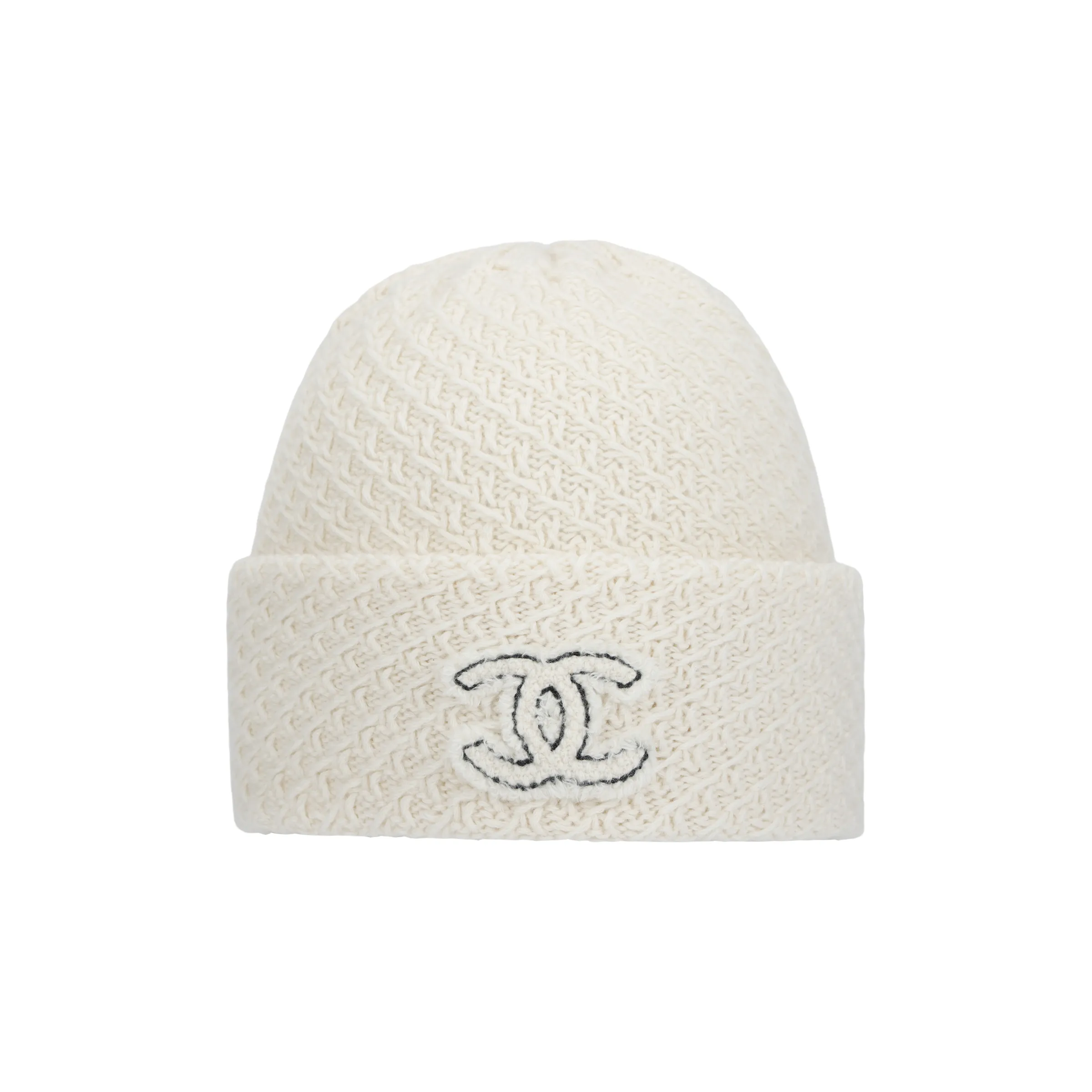 Auth Chanel Classic White Denim Sequin CC Logo Baseball Cap