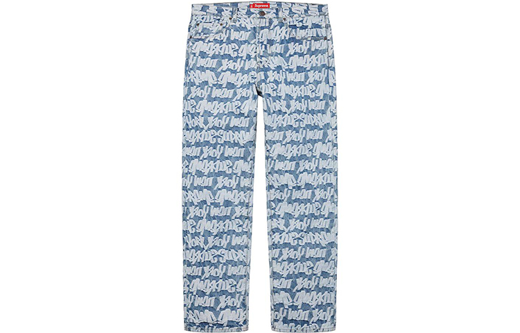 Supreme Fat Tip Jacquard Regular Jean - POIZON