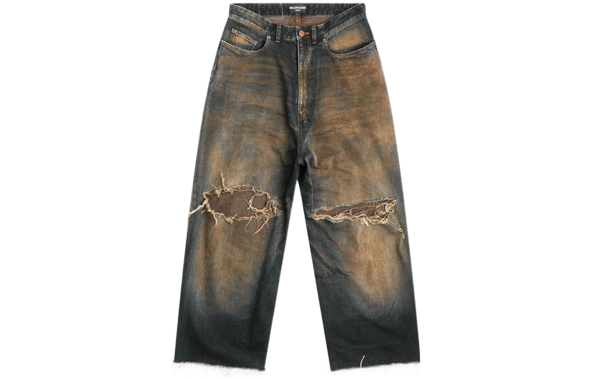 Balenciaga Jeans Men's Dark Blue - POIZON