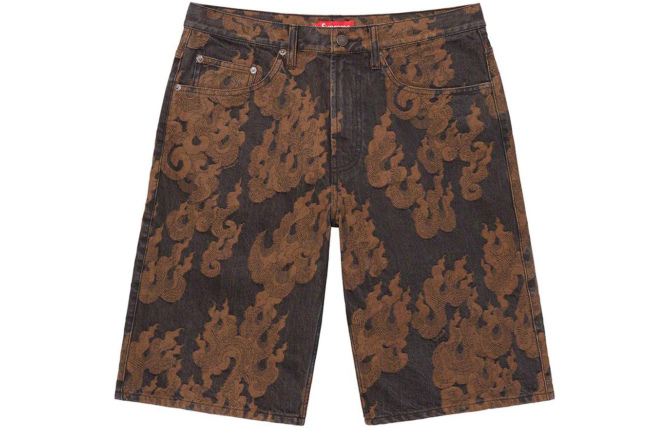 パンツ Supreme Flames Jacquard Baggy Denim Supreme Flames Jacquard Baggy Denim Short Washed Indigo