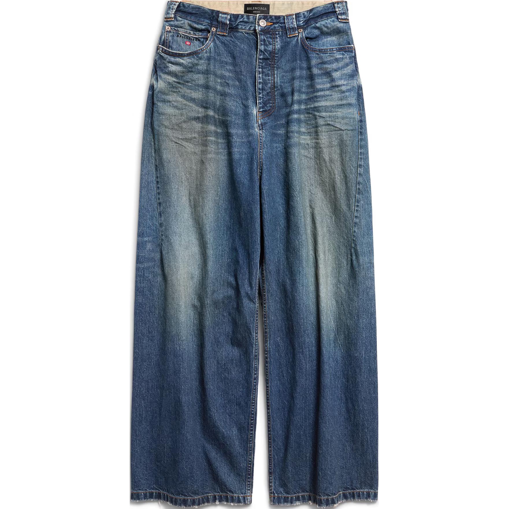デニム・ジーパン BALENCIAGA SS25 WIDE LEG BAGGY PANTS (824300TSW71 4011) Balenciaga SS25 Jeans Loose Fit Style Men's Dark Blue - POIZON