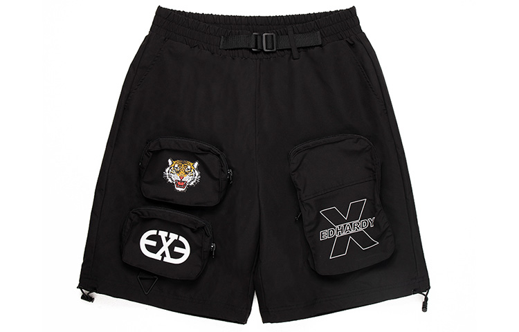 ED HARDY X Casual Shorts Unisex Black L - POIZON