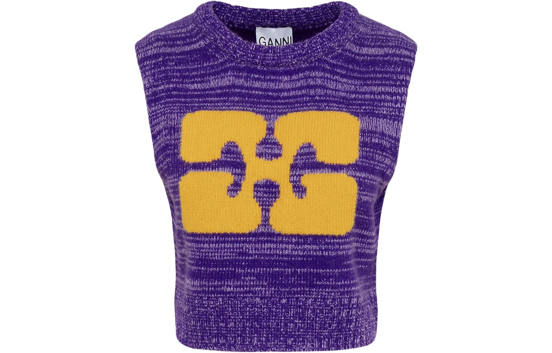 GANNI パープルグラフィックベスト GANNI Graphic Cropped Vest 'Purple' - POIZON