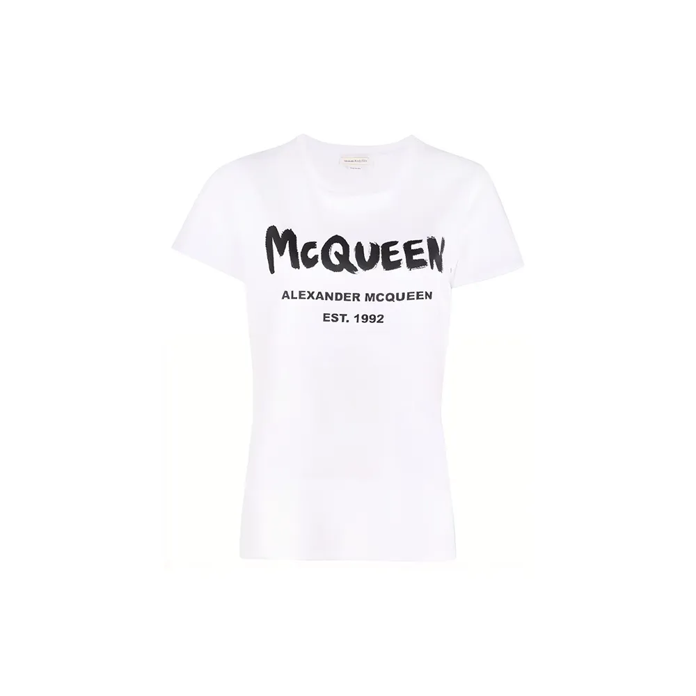 【送料&関税込】Alexander McQueen Logo Printed Crewneck T-sh Alexander McQueen Logo Printed Crewneck T-Shirt - POIZON