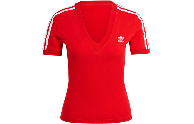 ☆Adidas☆Adicolor 3-Stripes V-Neck Slim Tee White adidas Adicolor 3-Stripes V-Neck Slim Tee - White | Free