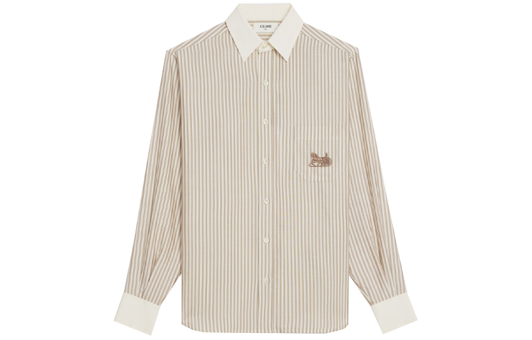 CELINE SS21 Women's Stripe Carriage Embroidery Long-Sleeve