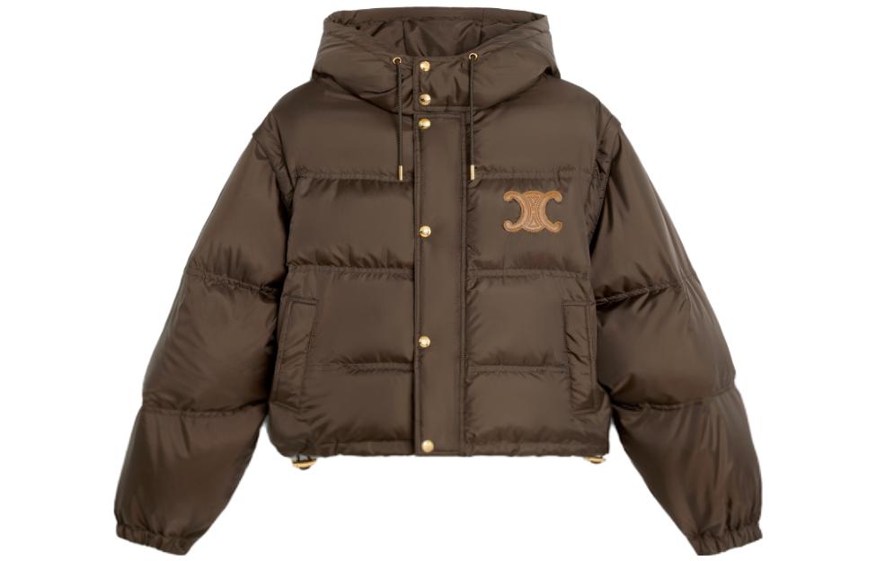 ［大人気！］CELINE Cropped jacket RV045079412CR CELINE Cropped Triomphe Down Jacket in Lightweight Nylon
