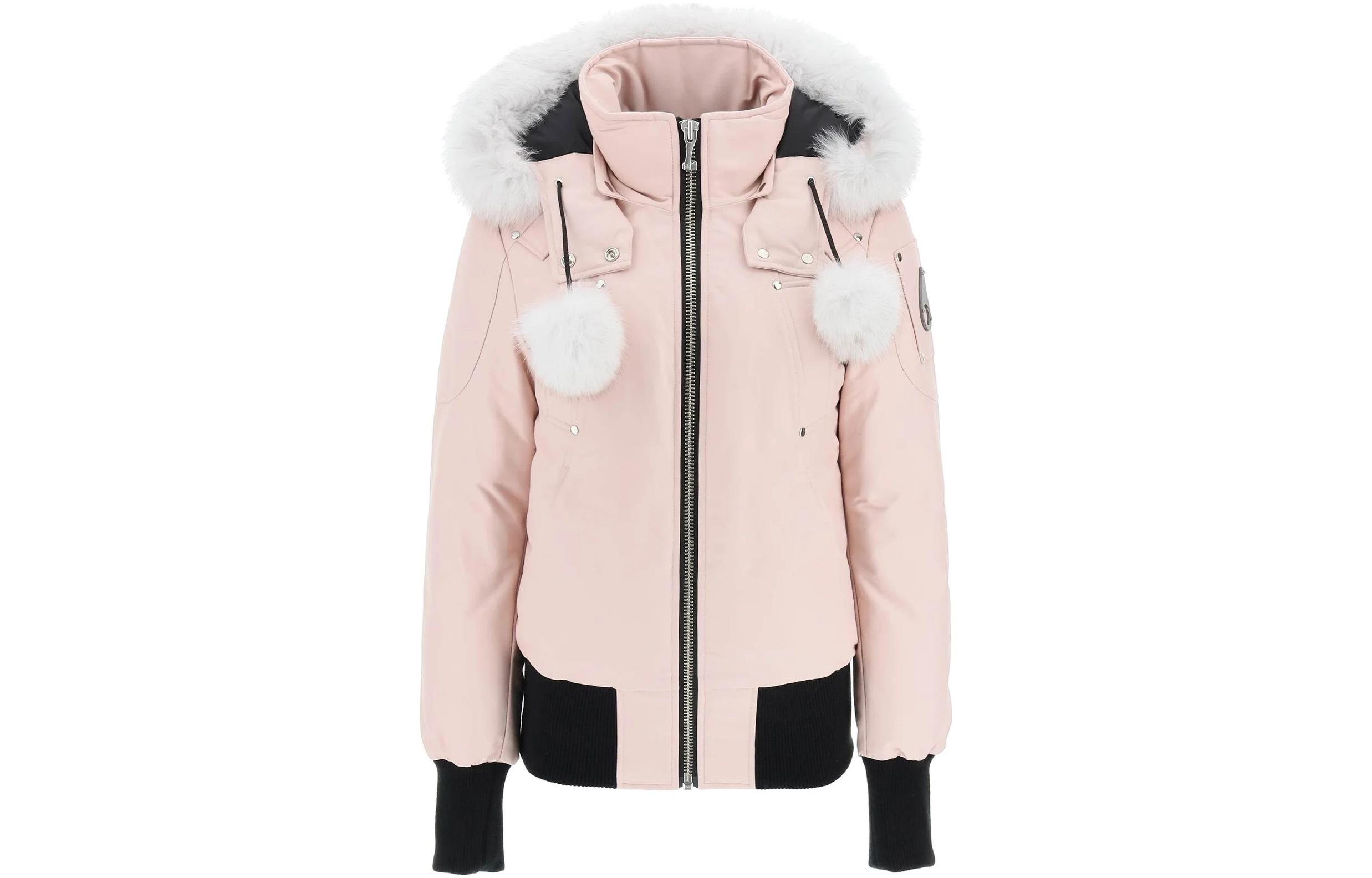 ジャケット MOOSE KNUCKLES Women Jackets M34LJ148 1498 Pink Moose Knuckles logo-patch Puffer Jacket | Pink | FARFETCH