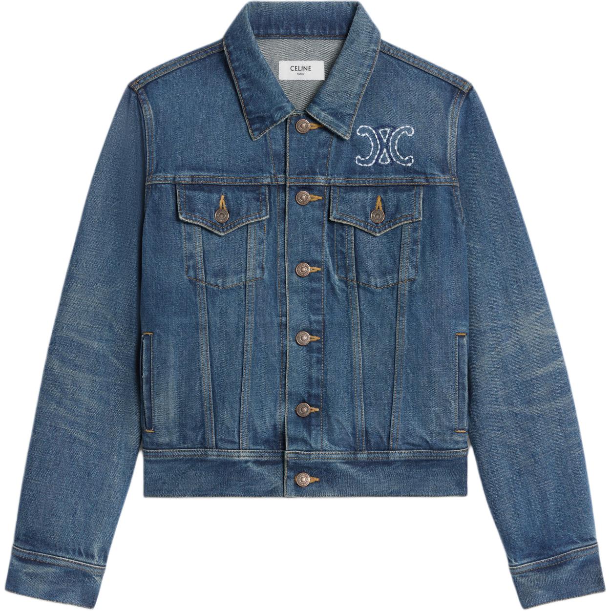 【国内配送】CELIN ダークユニオンウォッシュTrucker jacket CELINE Trucker Jacket in Dark Union Wash Denim - POIZON
