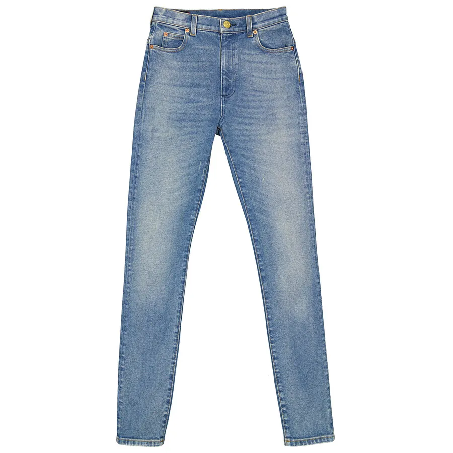 GUCCI★素敵！STRETCH Skinny LOGO PATCH High Waist JEANS Gucci logo-patch straight-leg Jeans | Blue | FARFETCH