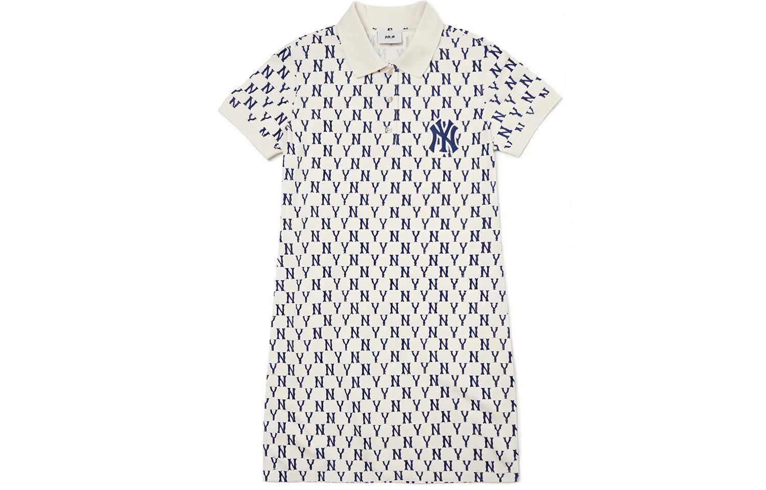 MLB Base Logo Short-Sleeved Dresses Women's Cream White S