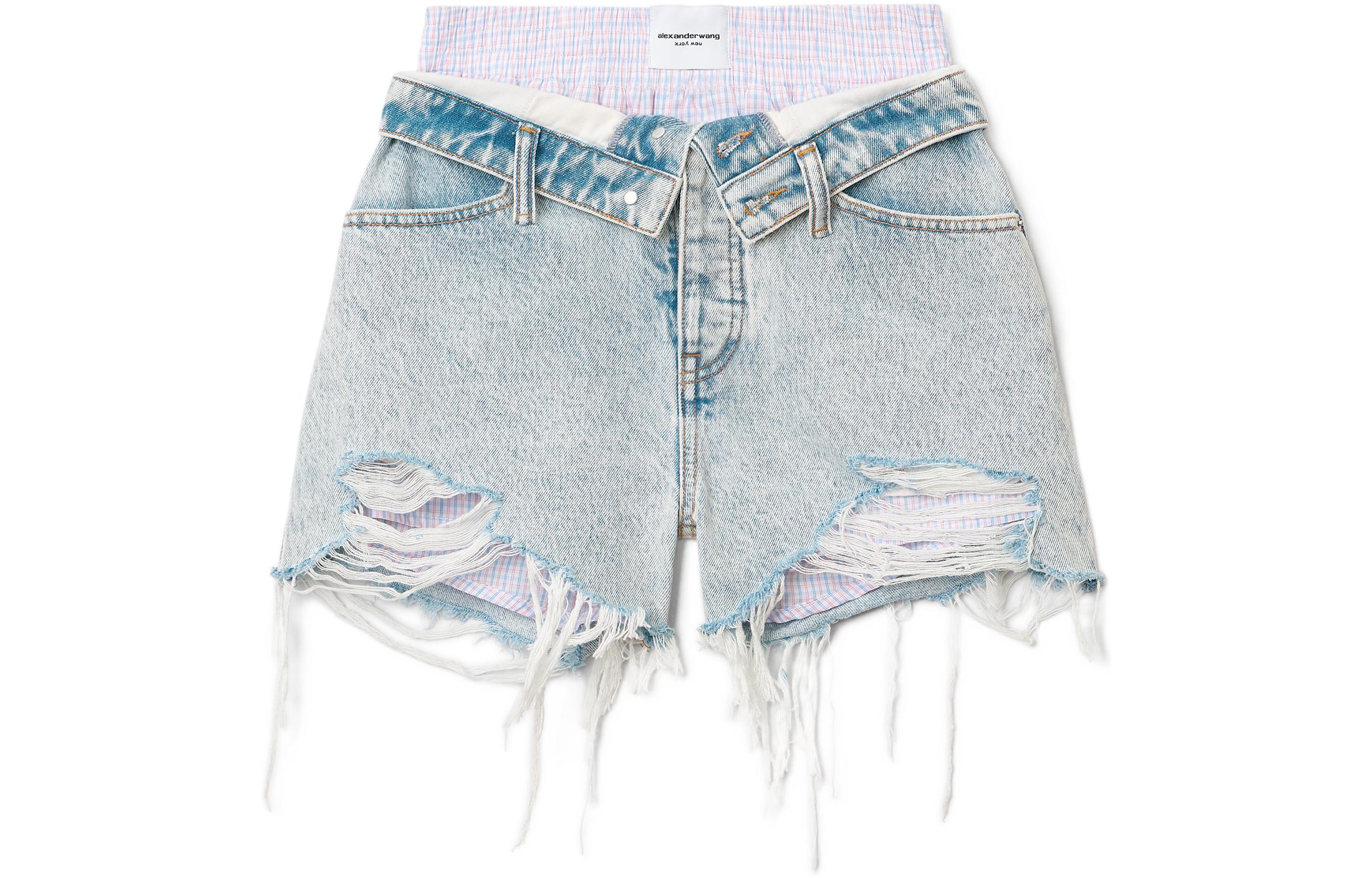 Alexander Wang Denim Shorts Women's Blue - POIZON