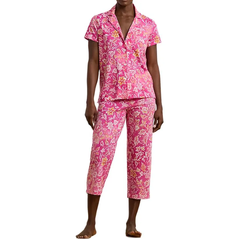 Ralph Lauren Girls Striped Oxford Pyjamas Set in Pink