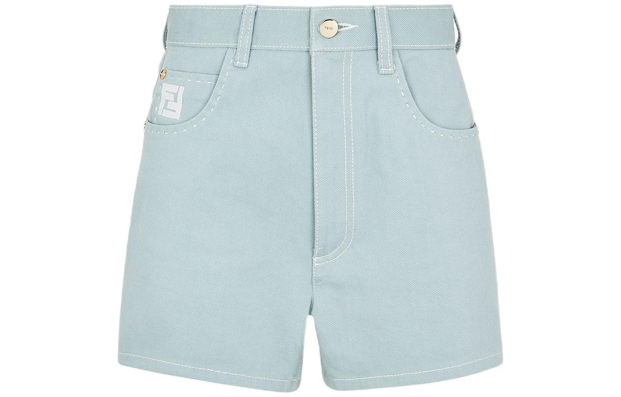 FENDI Ff Embroidered Denim Shorts 42 - POIZON