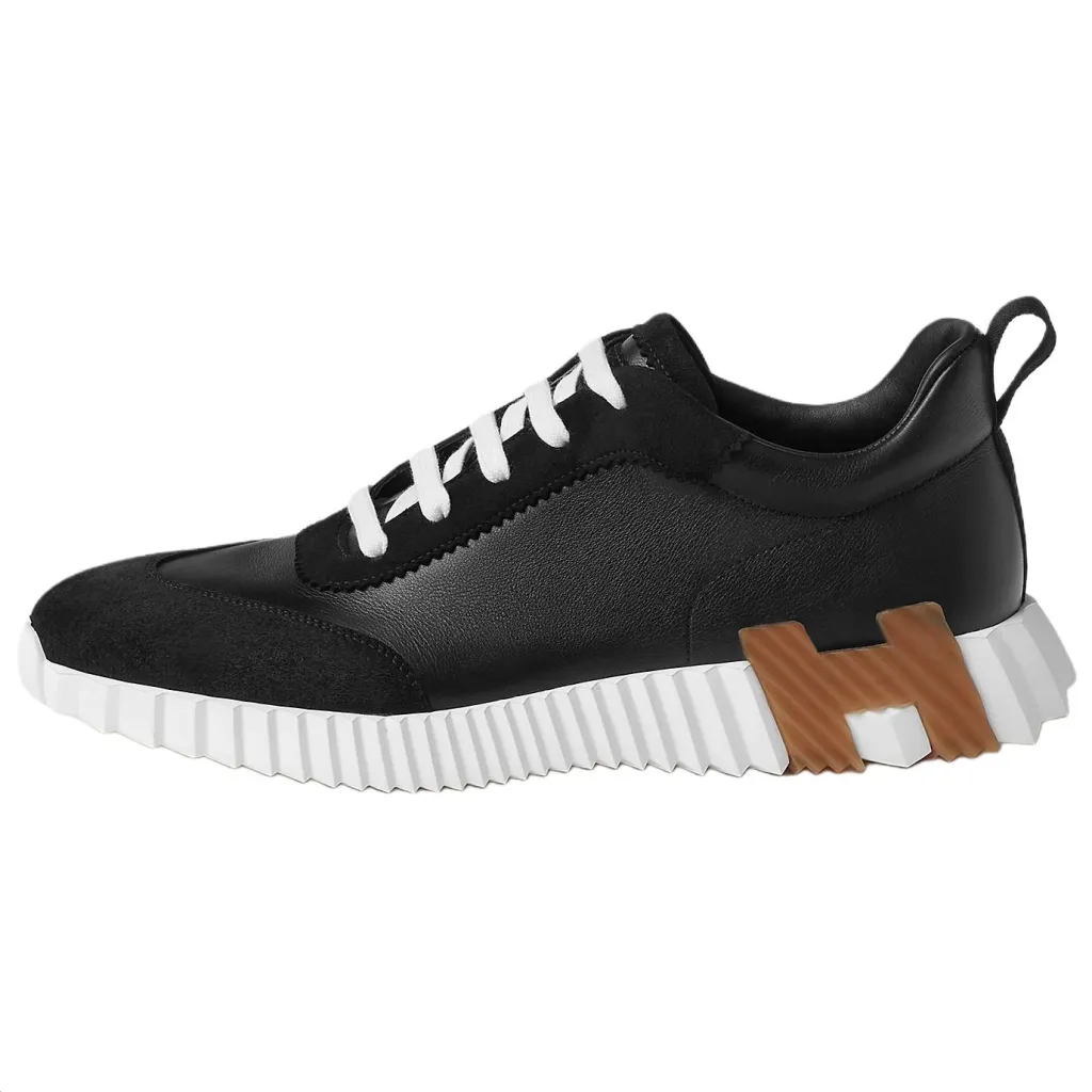 HERMES Bouncing Casual Shoes Men Low-Top Black Original Shoe