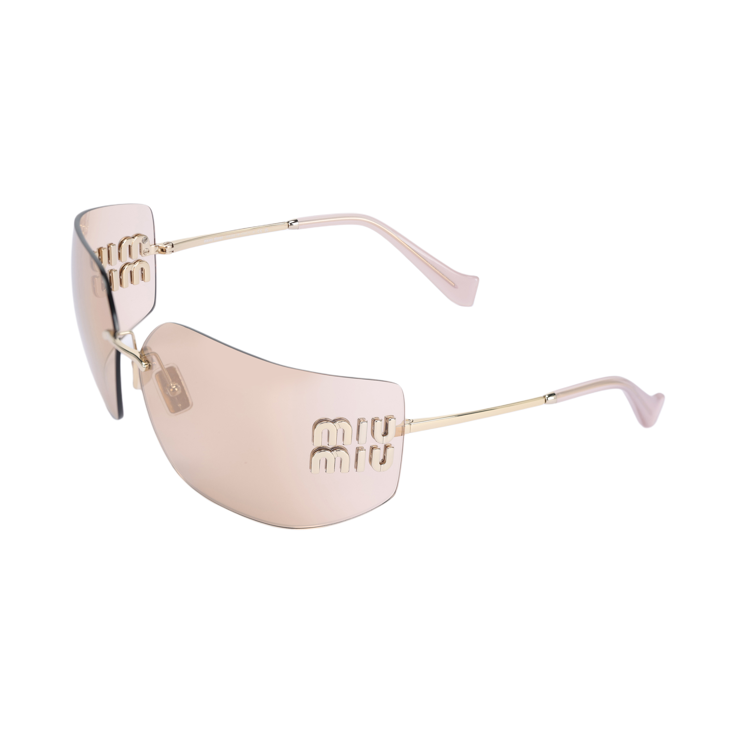 【Miu♡】 MIU MIU Logo-plaque Wraparound-frame Sunglasses - POIZON
