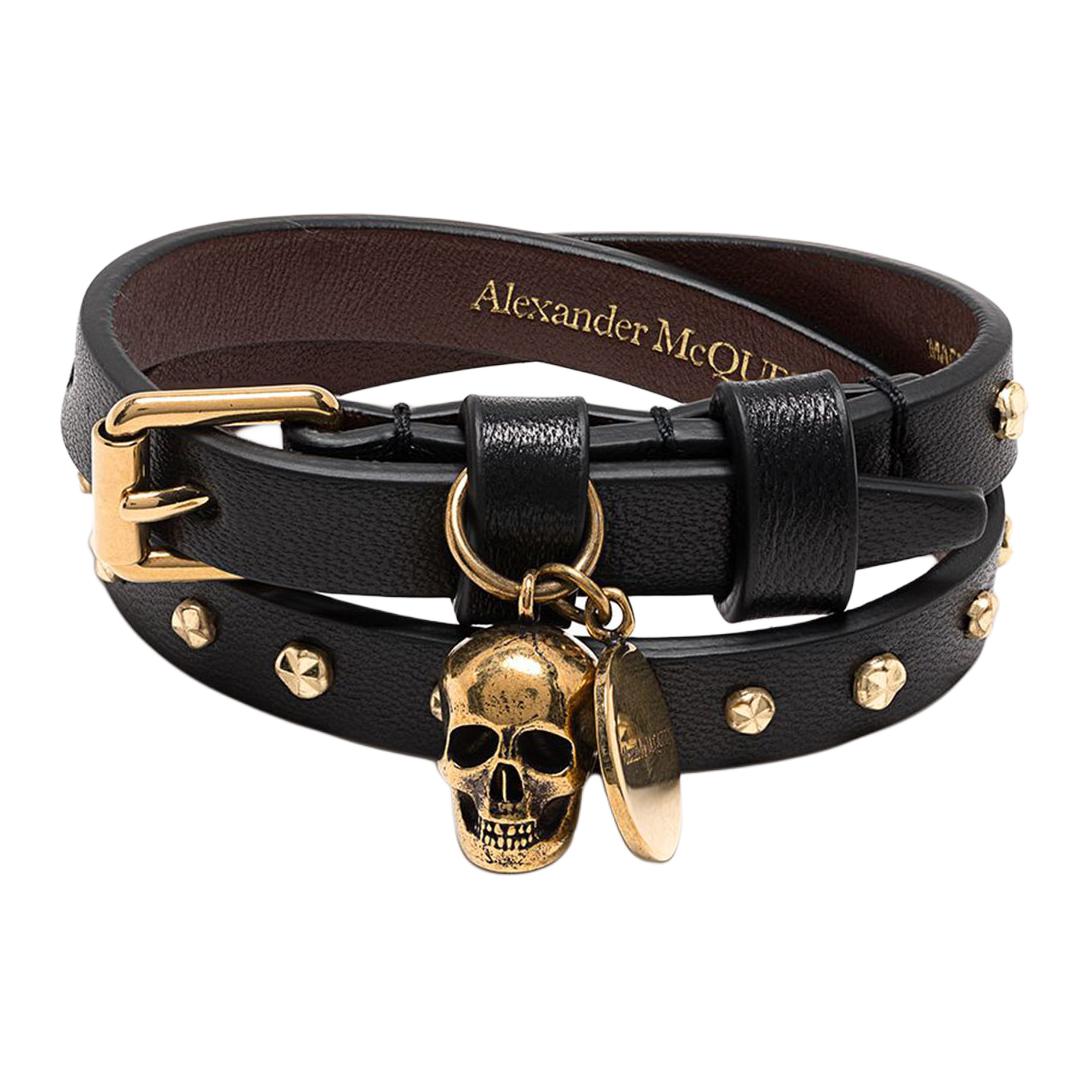 【送料&関税込】Alexander McQueen Skull Double Wrap Alexander McQueen Double Wrap Skull Bracelet | Black | FARFETCH