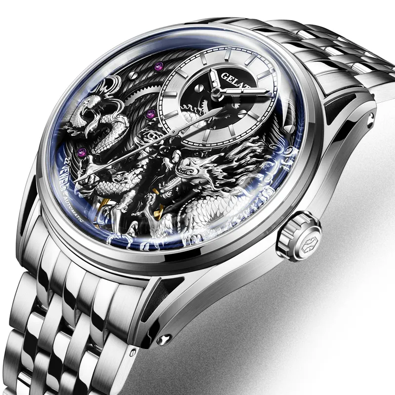 GELATU Automatic Mechanical Movement Watch Men's Watches Black Dial-1