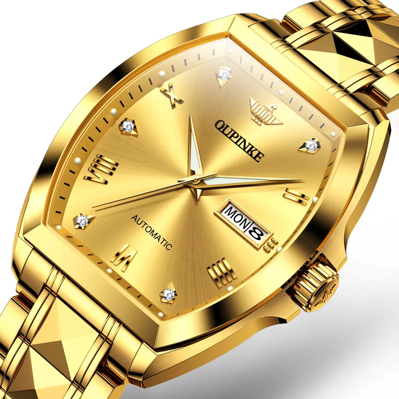Oupinke Gaias Collection Mechanical Movement Stainless Steel Watchband Watch Men's Watches Black Dial-6