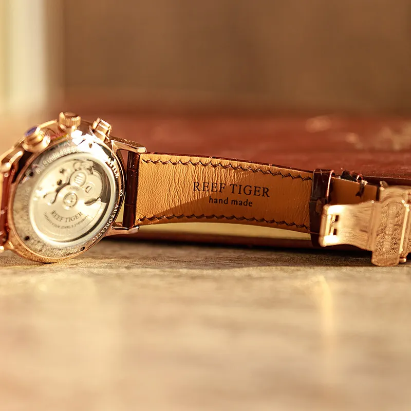 REEF TIGER Automatic Mechanical Movement Watch Men's Watches White Dial-3