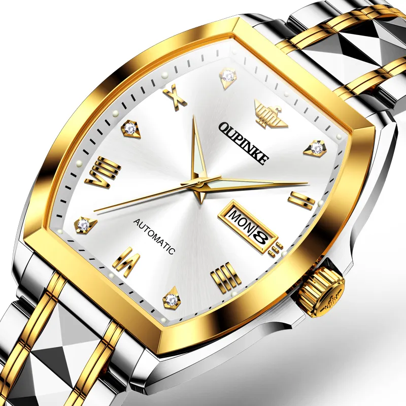 Oupinke Gaias Collection Mechanical Movement Stainless Steel Watchband Watch Men's Watches Black Dial-10