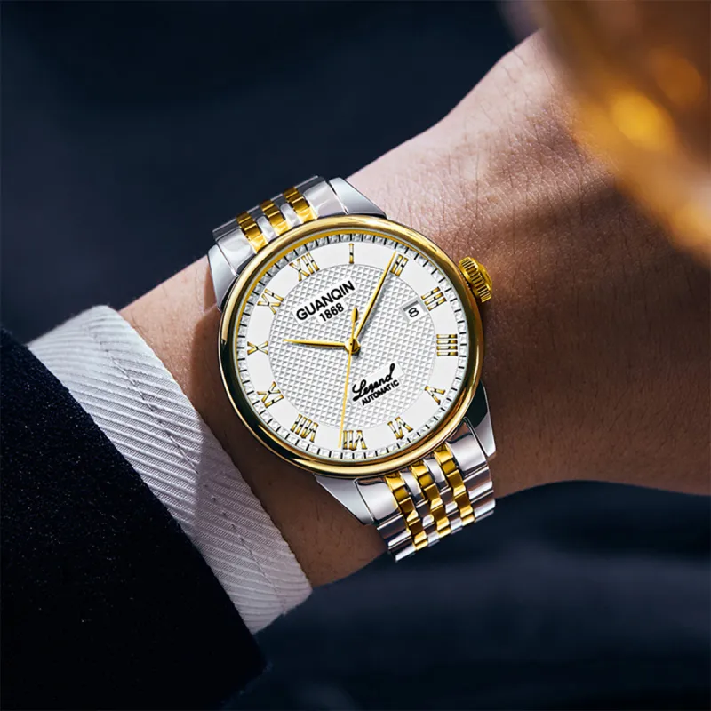 GUANQIN GQ18918 Mechanical Movement Stainless Steel Watchband Watch Men's Watches White Dial-7