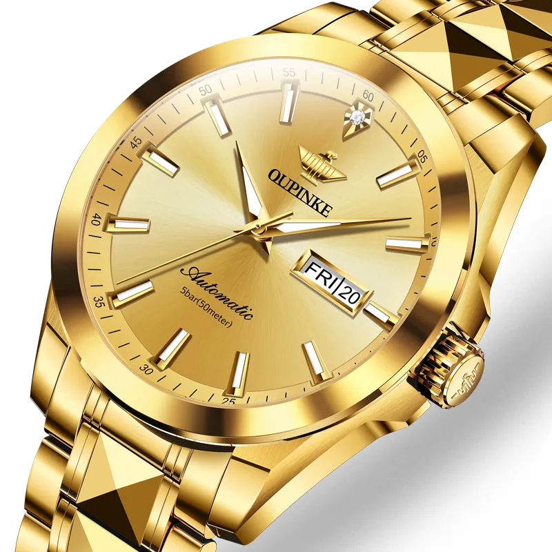 Oupinke Gaias Collection Mechanical Movement Stainless Steel Watchband Watch Men's Watches White Dial-29