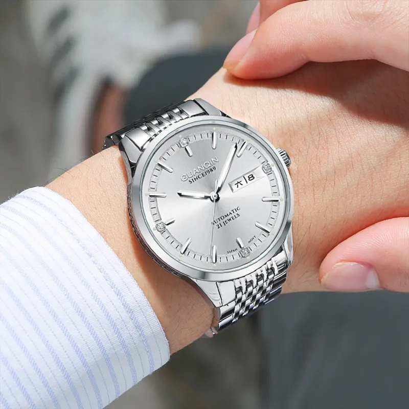 GUANQIN GUANQIN GJ16215-G Mechanical Movement Stainless Steel Watchband Watch Men's Watches Black Dial-1