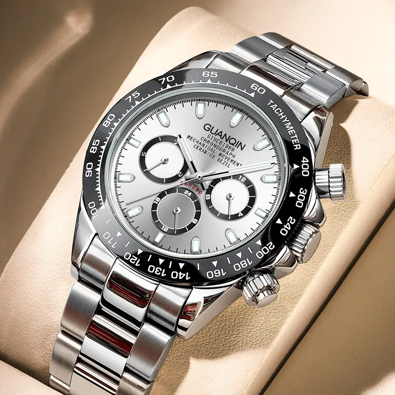 GUANQIN GUANQIN GJ16302 Mechanical Movement Stainless Steel Watchband Watch Men's Watches Black Dial-5