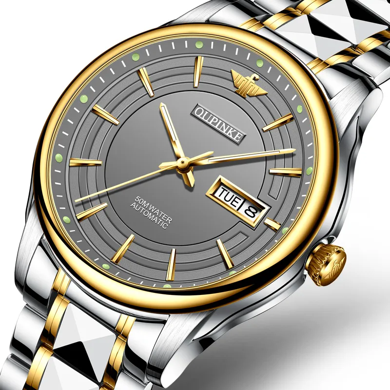Oupinke Mechanical Movement Stainless Steel Watchband Watch Men's Watches White Dial-11