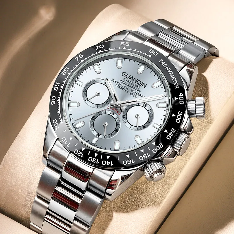 GUANQIN GUANQIN GJ16302 Mechanical Movement Stainless Steel Watchband Watch Men's Watches Black Dial-13