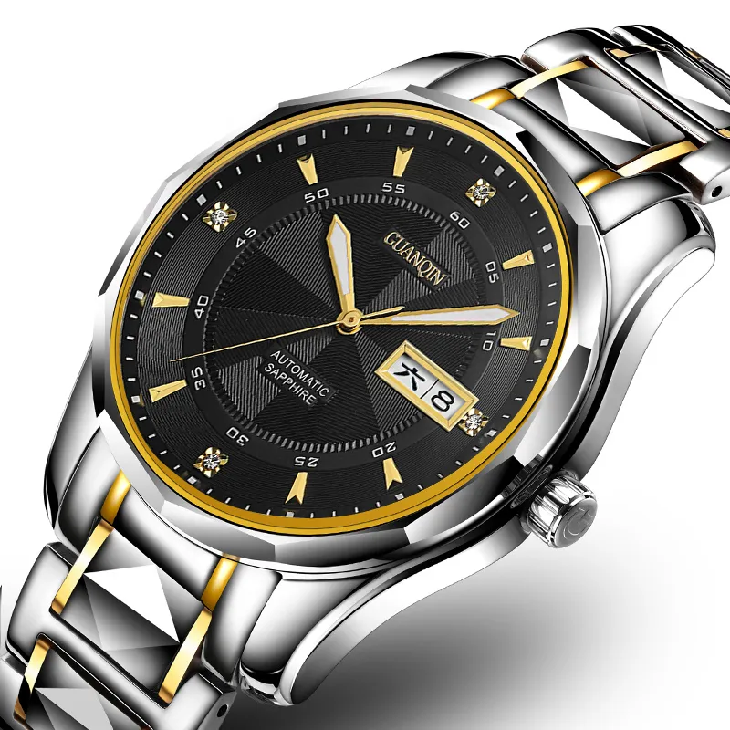 GUANQIN GUANQIN GJ16013.JGD Mechanical Movement Stainless Steel Watchband Watch Men's Watches White Dial-1
