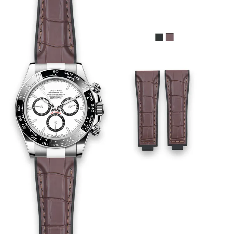 VAGENARI Imitation Crocodile Leather Face Rubber Strap Compatibility With Doxa Yacht Watch Band Unisex-2