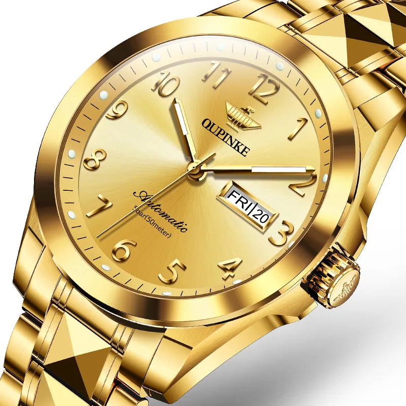 Oupinke Watch Couple's 1 Pair Mechanical Movement Stainless Steel Watchband Watch Unisex White Dial-17