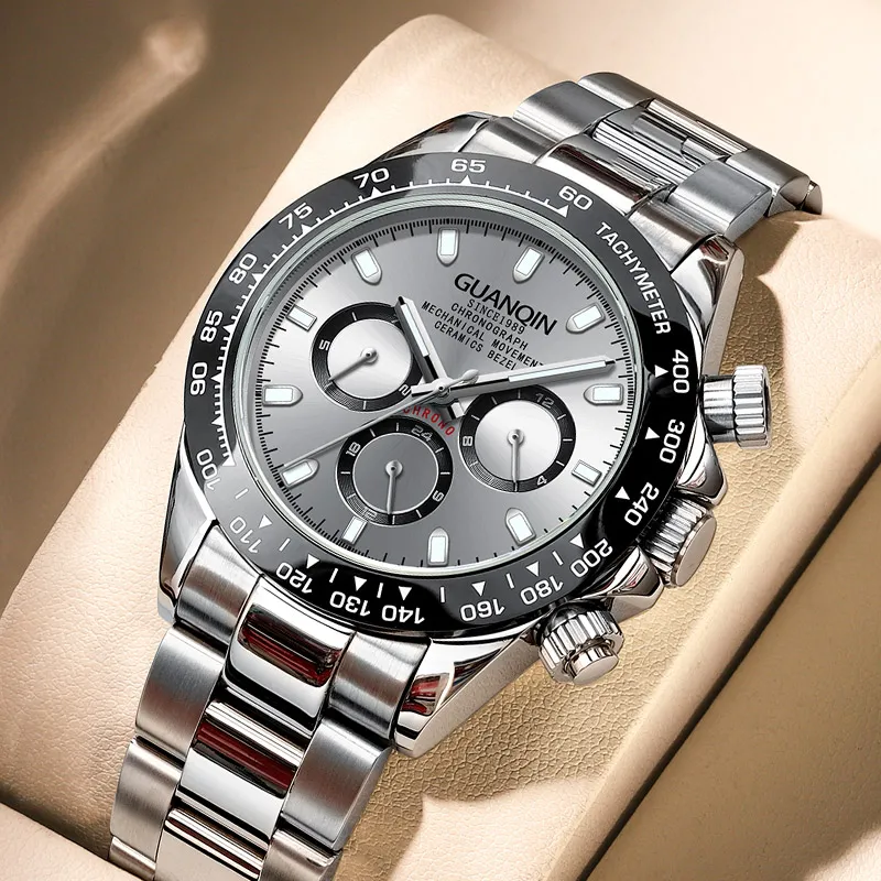 GUANQIN GUANQIN GJ16302 Mechanical Movement Stainless Steel Watchband Watch Men's Watches Black Dial-9