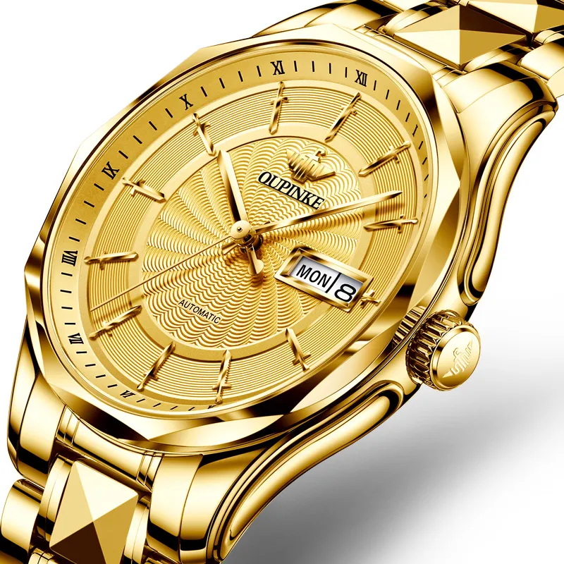 Oupinke Watch Couple's 1 Pair Mechanical Movement Stainless Steel Watchband Watch Unisex White Dial-20
