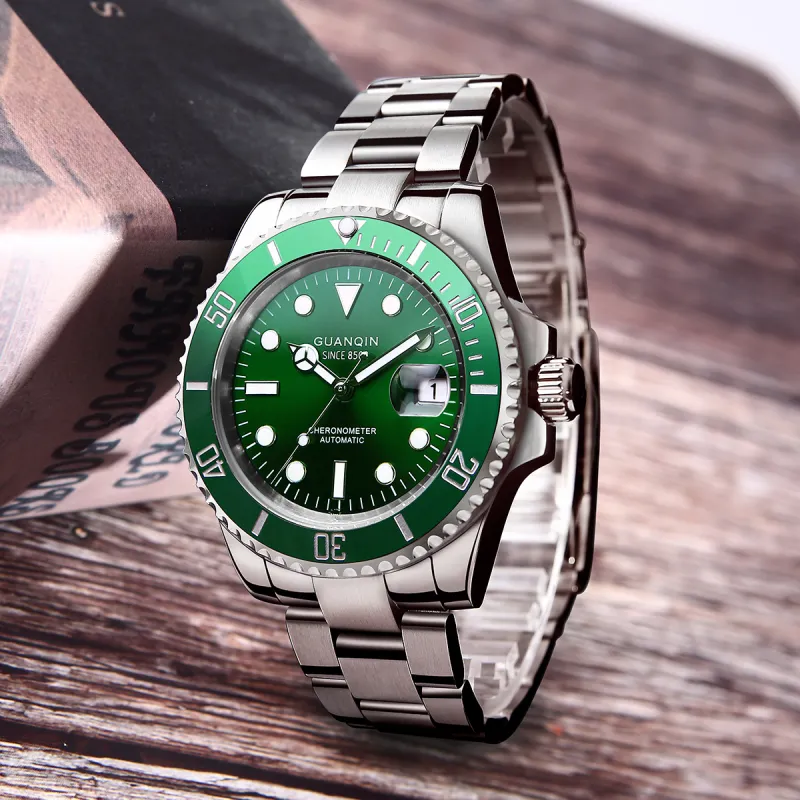 GUANQIN GJ16133 P Mechanical Movement Stainless Steel Watchband Watch Men's Watches Green Dial-1